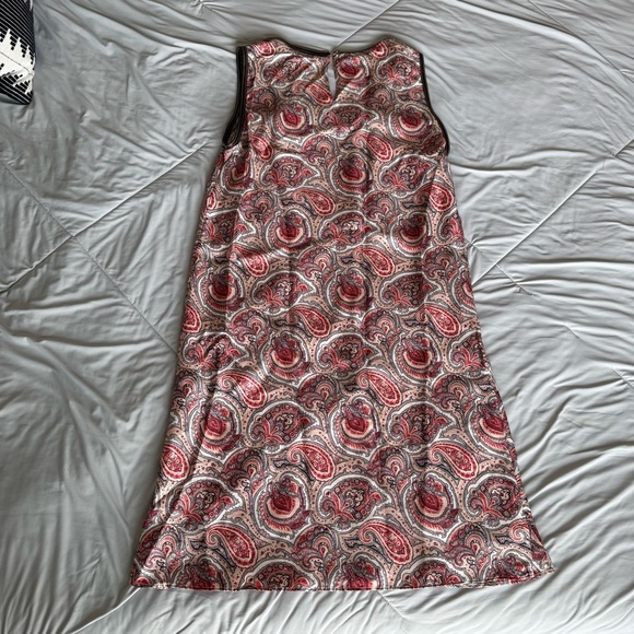 Massimo Dutti Red Pink and Black Paisley Midi Dress Tank V Neckline - Picture 6 of 8